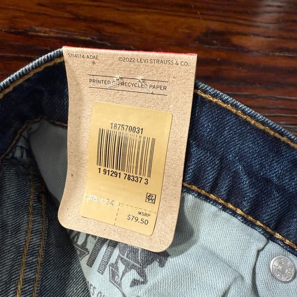 NWT Levis 541 Jeans Mens 48x34 Blue Athletic Taper Stretch Faded Whiskers - Picture 13 of 16